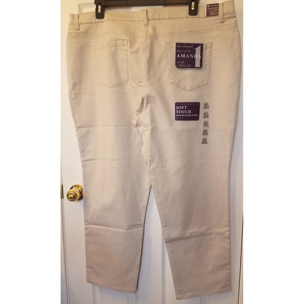 Gloria Vanderbilt Amanda Jeans Pants Women 24W Average Classic Tapered Beige NEW